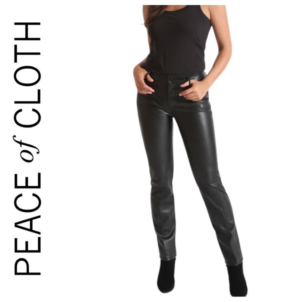 PEACE of CLOTH Faux Leather Jean Pant Style Black Straight Leg Size 8 W30 L32